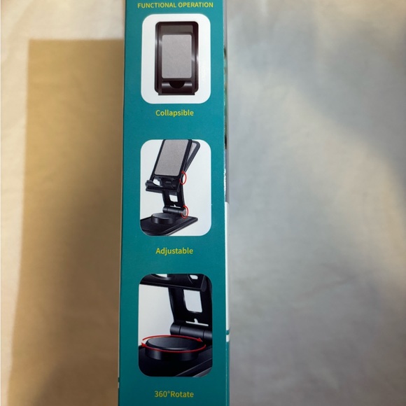 NWT - Foldable Black Phone/Tablet Stand - Rotates & Adjustable - Picture 4 of 4